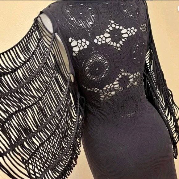 Goth black fishnet dress by poof! size M/L - Picture 1 of 11